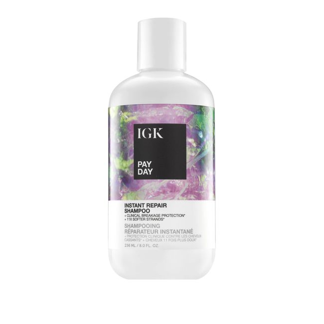 IGK PAY DAY Instant Repair Shampoo | Bond-Building + Damage Repair | Vegan + Cruelty Free | 8 Oz