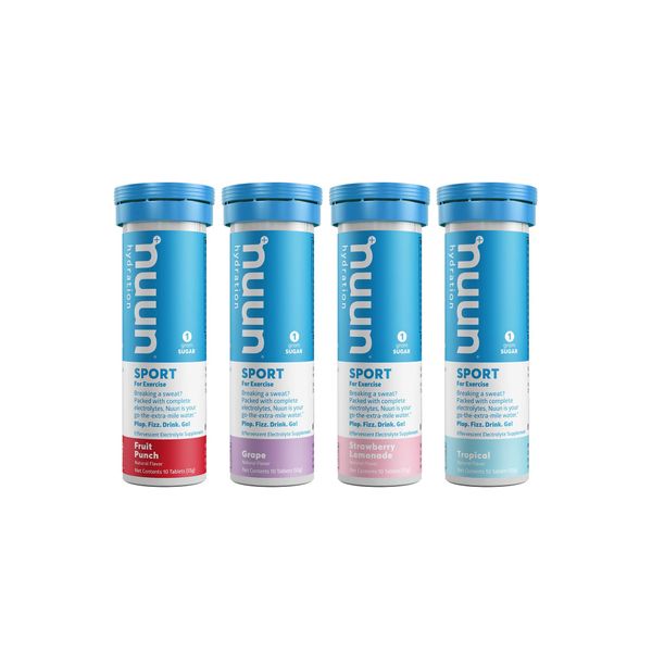 Nuun Sport: Electrolyte Drink Tablets, Juice Box Mixed Box, 4 Tubes (40 Servings), 10 Count (Pack of 4)