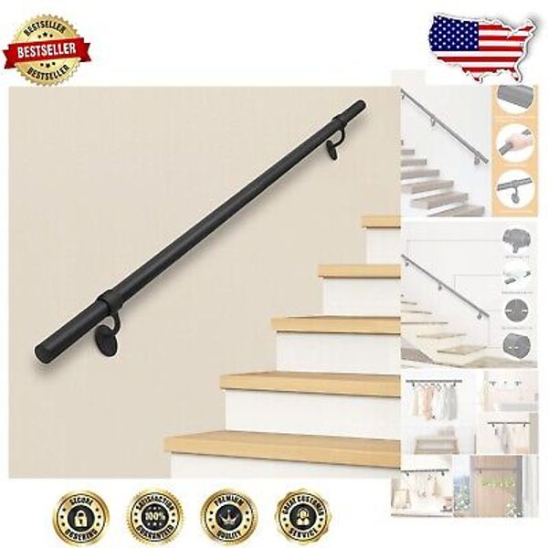 Versatile 5ft Indoor/Outdoor Handrail - Black Aluminum with 1.5" Pipe Diameter