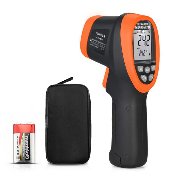 Non-Contact Infrared Thermometer (-50°C to 1500°C), Digital High Temperature Measuring Device, 0.25 Seconds Fast Temperature Measurement Cooking Digital Thermometer Ideal for Cooking, Industrial Heat Furnaces, HVAC