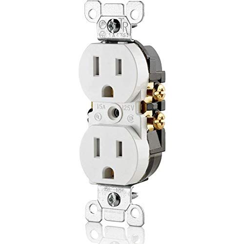 Leviton T5320-WMP M22-Straight Blade Tamper Resistant Duplex Receptacle, 125 V, 15 A, 2 Pole, 3 Wire, White, 1 Pack of 10