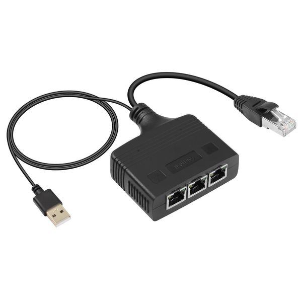 SinLoon Gigabit Ethernet Network Splitter Adapter, 1 to 3, High Speed LAN, Compatible with Cat5, Cat5e, Cat6, Cat7, Cat8, 1000Mbps, for Desktop, RJ45, Widely Compatible, Stable Transmission