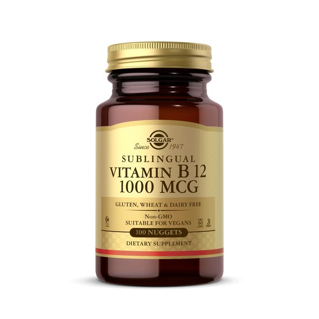 Solgar Vitamin B12 1000 mcg - 100 Nuggets - Energy Metabolism & Nervous System Support - Non-GMO, Vegan, Gluten Free, Dairy Free, Kosher, Halal - 100 Servings