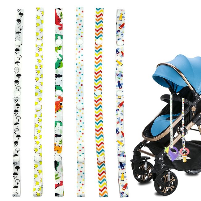 Spielzeug Gurt Halter, 6 Stück Haltegurte Spielzeugkette Verstellbar Schnullerkette Stoff Anti Drop Strap Baby Sspielzeug Gurthalter für Kinderwagen, Hochstühle, Babyflaschen