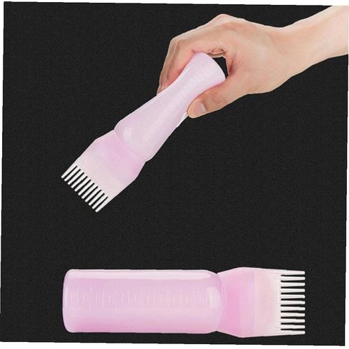 Dreamxue Root Comb Applicator Bottle, Nice and Professional 120ml Hair dye Bottle applicator with Graduated Scale Brush Root Comb applicator Bottle Comb die Hair Color Pink