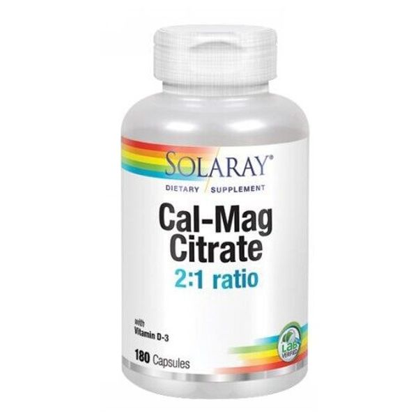 Cal-Mag Citrate 1,000 IU 180 Caps By Solaray