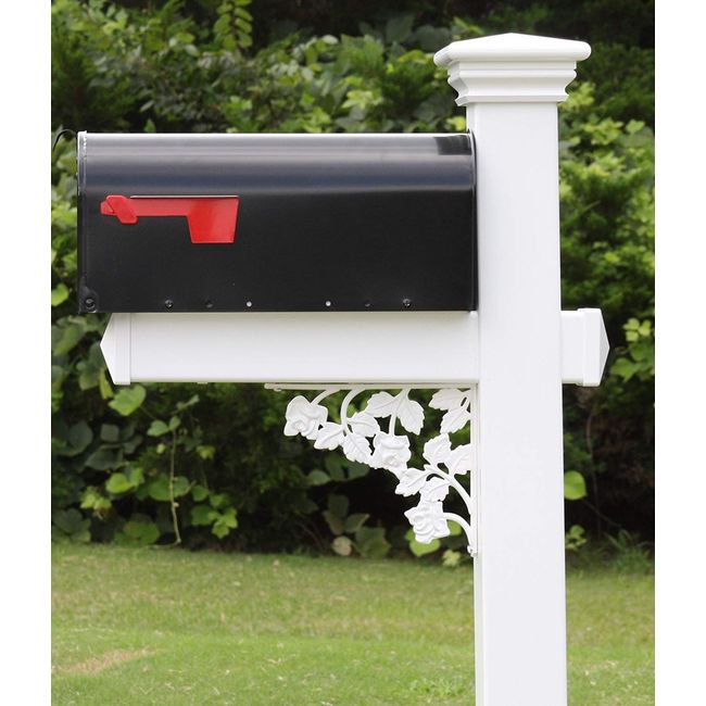 4Ever Products The Jefferson Vinyl/PVC Mailbox Post (Includes Mailbox) (Black Mailbox)