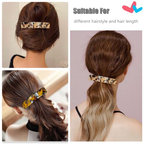 Women's Large Retro Automatic Hair Clips, French Vintage Hair Clips, Thick Hair Clips, Hair Barrettes for Women, Pack of 2