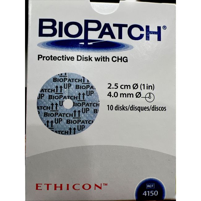 Biopatch Protective #4150  Antimicrobial 2.5 cm , 1 Box -10 Disks Exp 2/28/25