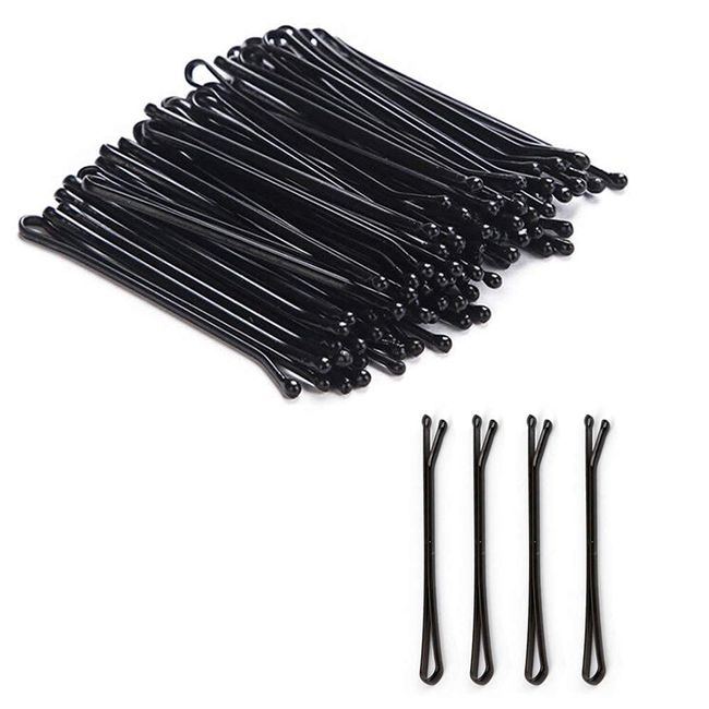 200 Stück Haarspangen Haarnadeln, 2.17 inch Metall Wellenform Haarklammern Bobby Pins für Mädchen und Frauen, Schwarz