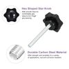 uxcell Set of 4 M6 x 60mm Star Knobs Plastic Hexagon Clamping Knob Screws Replacement Knobs for Hand Tightening Umbrella Base Replacement Knobs