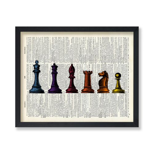 Poster Master Dictionary Art Poster - Chess Pieces Print - Board Game Art - Chess Art - Gift for Men & Women - Colorful Wall Decor for Living Room, Bedroom, Office or Dorm - 16x20 UNFRAMED Wall Art