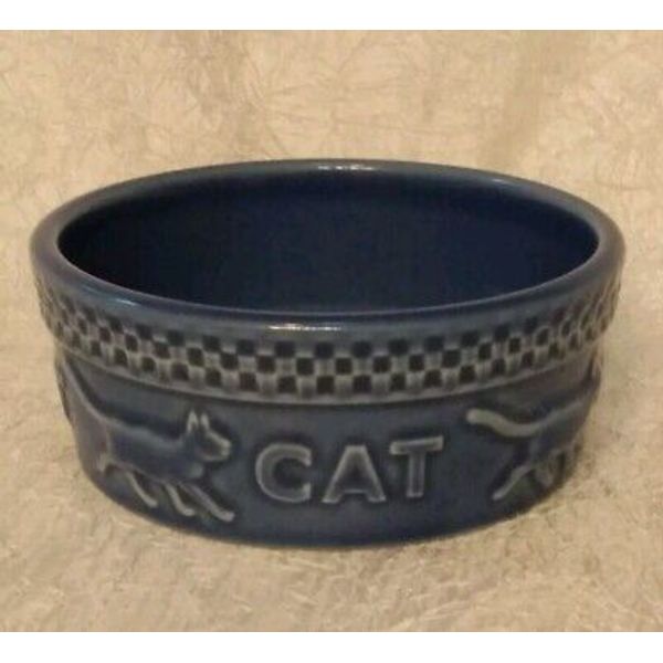 Blue Ceramic Cat Food Water Dish Pet Kitty Mulligan Longaberger Pottery Glazed