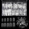 JANLOFO Nail Tips, Clear, False Nails, 500 Pieces, Long Nail Supplies, Nail Tips, Long, Transparent, Nail Art, Practice, Square