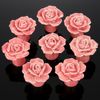 Knobs for Chest of Drawers Closet Cabinet Cupboard Pull Handle Door Knobs Pink Modern Ceramic Rose Flower 8Pcs