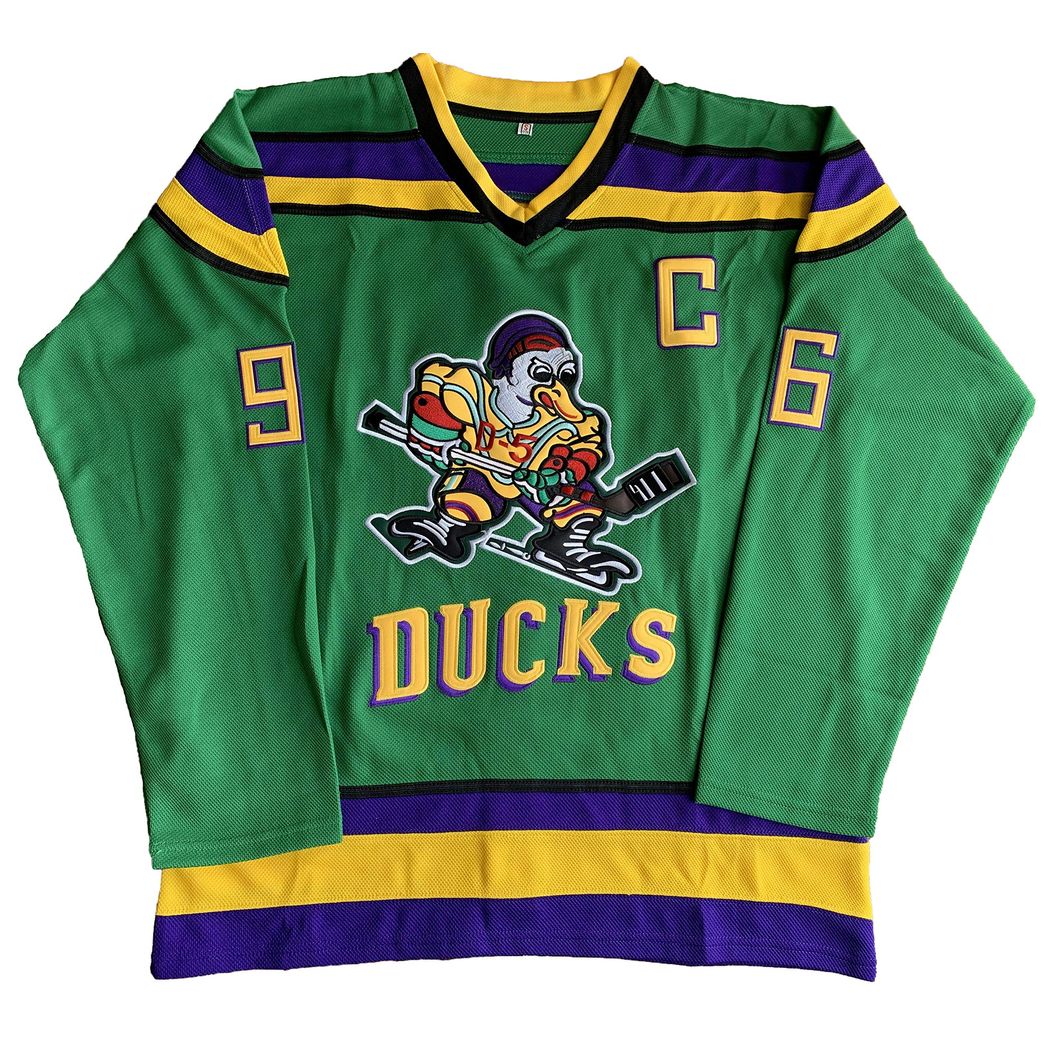  Charlie Conway #96 Mighty Ducks Adam Banks #99 Movie Ice Hockey  Jersey (96 Green, Small) : Clothing, Shoes & Jewelry