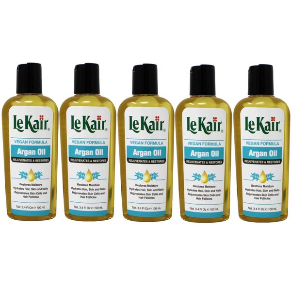 Le Kair Argan Oil Hair & Body Oil - Vegan Formula 3.4 Ounce - 5 Pack