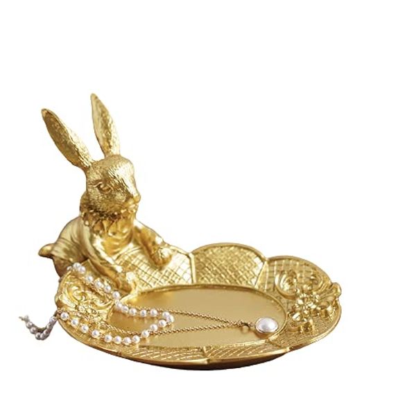 Rabbit Jewelry Tray, Jewelry Trinket Tray, Rabbit Statue Hairpin Earrings, Rabbit Figurine, Accessory Storage Tray A