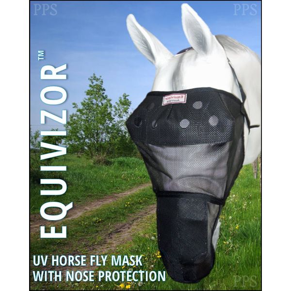 EquiVizor 95% UV Eye Protection (COB) Horse Fly Mask with Nose - Help with Uveitis, Corneal Ulcer, Light Sensitive. Designed to Stay On Your Horse, Off The Ground.