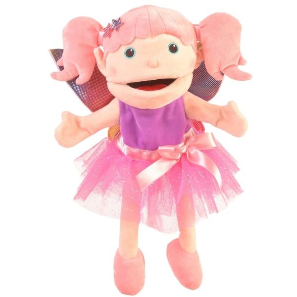 Fiesta Crafts Hand Puppets - Fairy Hand Puppet with Moving Mouth & Arms for Pretend Play, Creativity & Communication Skills - Soft, Colourful, & Interactive Magical Doll for Girls Aged 3 to 8