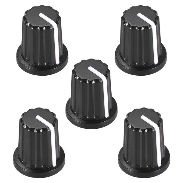 uxcell 5pcs, 6mm D Type Potentiometer Control Knobs for Electric Guitar Acrylic Volume Tone Knobs Black, White