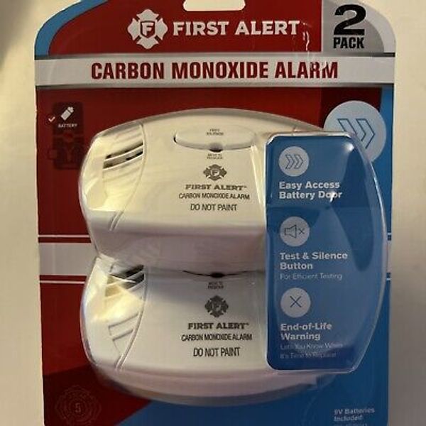 First Alert Carbon Monoxide Alarm 2 Pack 9 Volt Batteries Included