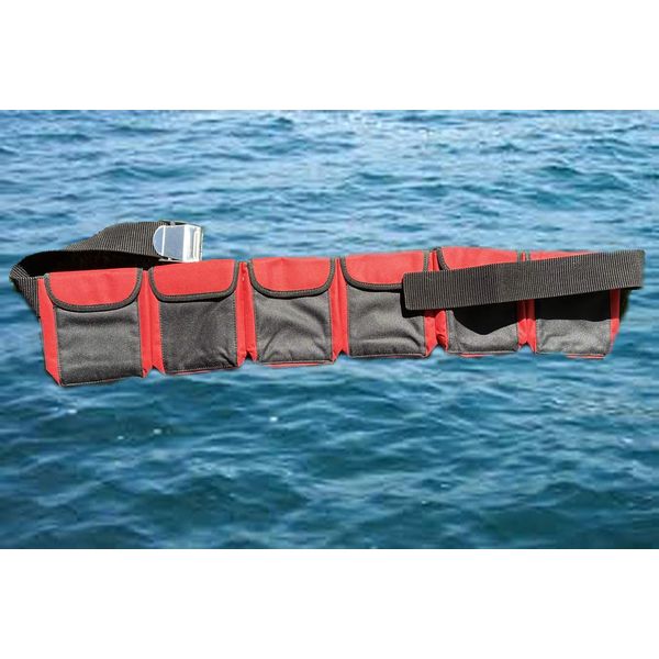 AKM SPORTS-Diving pocket weight belts (red, large)