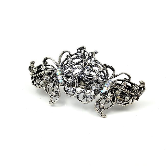 4224 9cm vintage double butterfly crystal barrette Hair Accessory Wedding Party