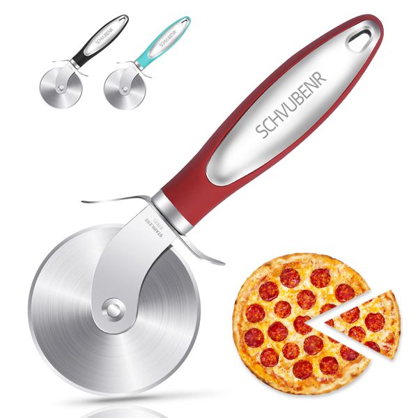 SCHVUBENR Stainless Steel Pizza Cutter - Premium Quality, Multi-Use, Dishwasher Safe - 8.5 inch, 101g