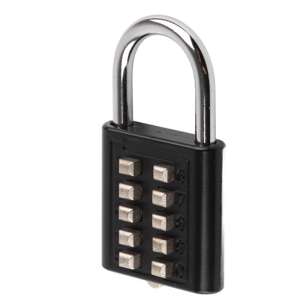 WGFOIP Push Button Padlock, 10 Digit Combination Padlock Weatherproof Code Pad Lock for School, Gym Locker, Cabinets