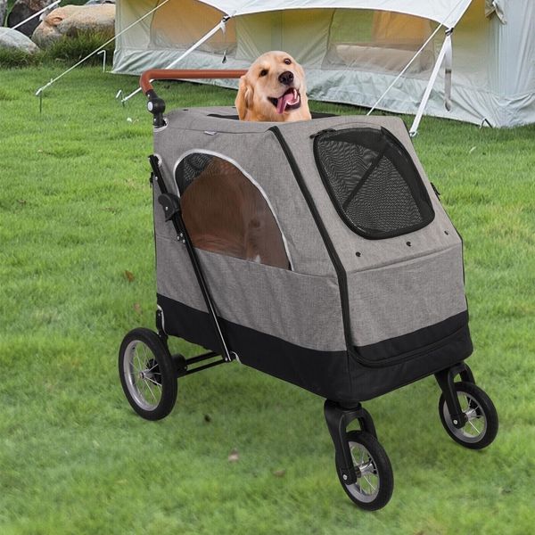 LUCKYERMORE Large Dog Stroller Folding Pet Jogger Wagon Medium Cage Pushchair