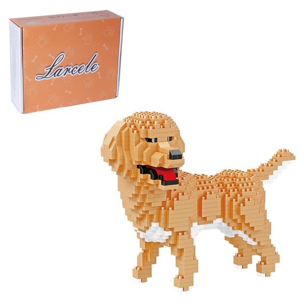 Larcele Micro Building Blocks Animal Set, DIY Mini 3D Building Toy Bricks,824 Pieces KLJM-05(Golden Retriever)