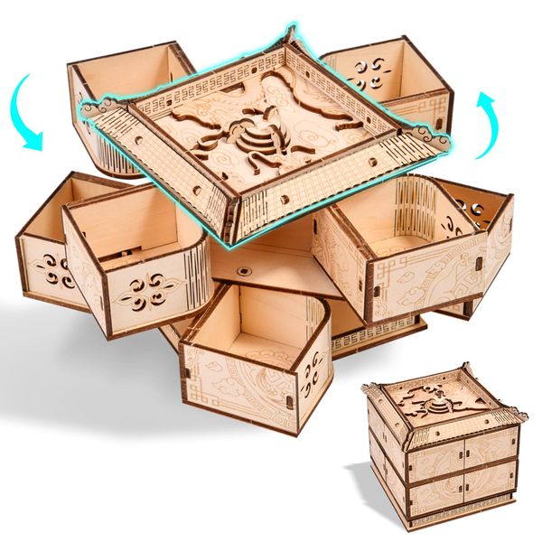 3D Wooden Puzzle Mechanical Treasure Box of Dragon Model, Brain Teaser DIY Crafts Kits 3D Puzzles for Adults & Kids, Hobbies Projects Building Sets Creative Gift for Teens Boys Girls