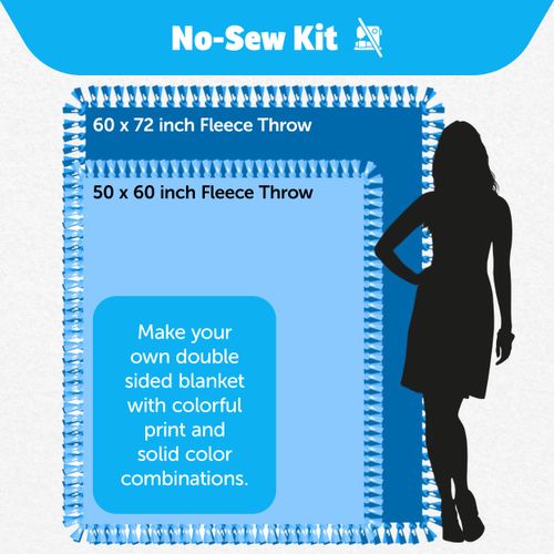 YourFleece Elephants No-Sew Throw Fleece Fabric DIY Blanket Making Kit, Make Your Own, Anti-Pill, Pink, 50x60 inches