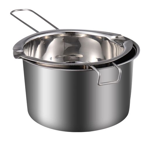 1 Set Double Boiler Pot Stainless Steel Water Boiling Melting Pot with Dual Pour Spout for Candle Butter Chocolate Cheese Caramel 400ml