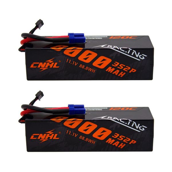 CNHL 3S Lipo Battery 8000MAH 120C 11.1V Lipo Battery with EC5 Plug Connector for RC Car,RC,Truck, RC Boat, 1/10, 1/8,1/12， LOSI Associated Racing Hobby(2 Packs)