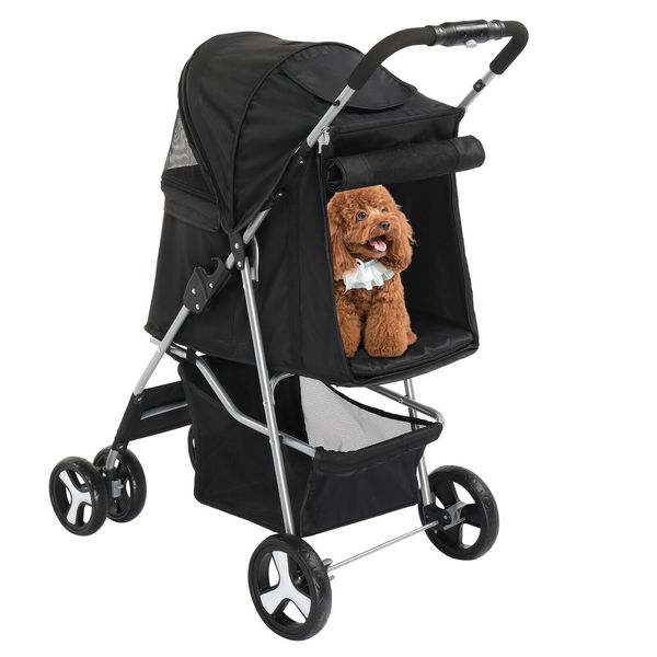 4Wheels Pet Stroller Dog Cat Stroller for Small Medium Dogs Cats Foldable Puppy