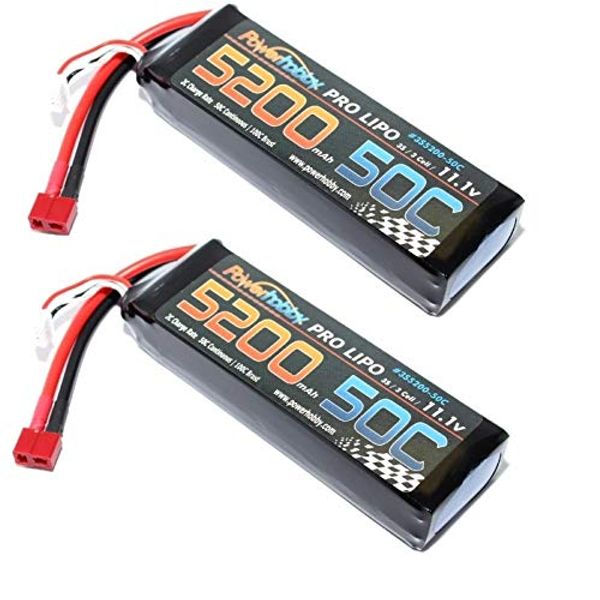 Powerhobby 3S / 3-Cell 11.1V 5200mah 50c Lipo Battery W Deans Plug/Connector (2 Pack) for Traxxas RC Cars Slash vxl Slash 4x4 vxl E-maxx Brushless Axial e-revo Brushless and Spartan Models