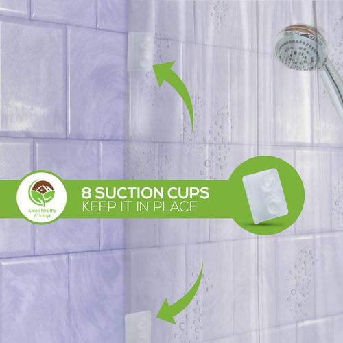 Clean Healthy Living Heavy Duty PEVA Clear Shower Curtain Liner with Magnets & Suction Cups - 70 X 71 in. Long
