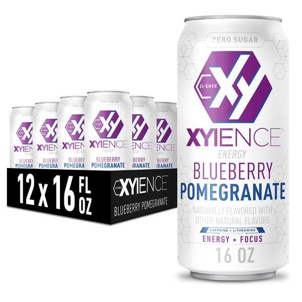 XYIENCE Energy Drink | Blueberry Pomegranate | Sugar Free | Zero Calories | Natural Flavors | Vitamin Fortified | 16 Ounce (Pack of 12)