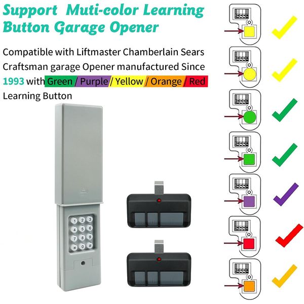 Universal Wireless Keypad KLIK2U-P2 and 893Max for LiftMaster Garage Door Opener