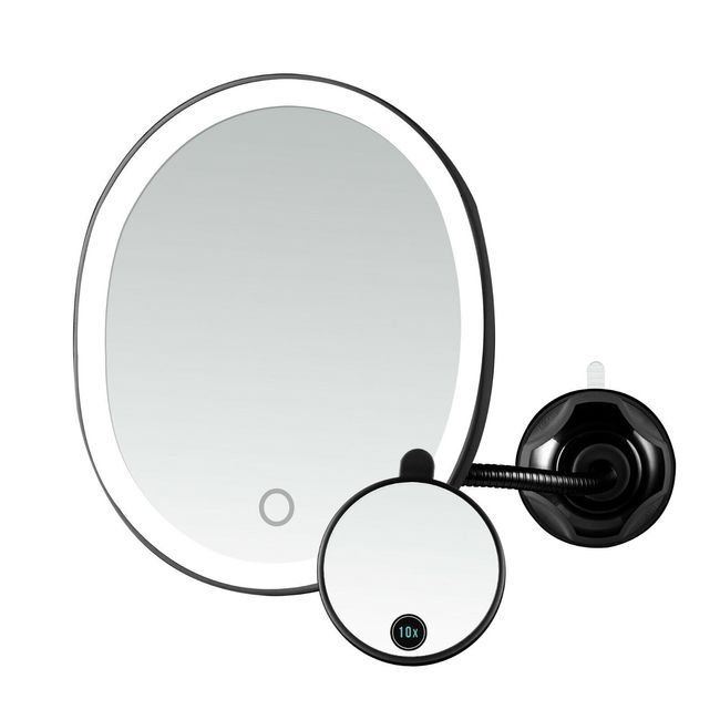 Ovente Lighted Gooseneck Makeup Mirror 8.5 Inch 1X10X Magnification Black MOW22B