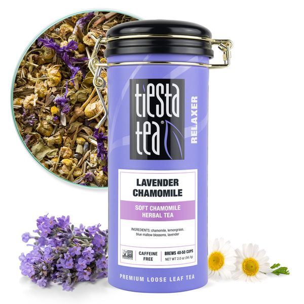 Tiesta Tea - Lavender Chamomile | Soft Chamomile Herbal Tea | Premium Loose Leaf Tea Blend | Non Caffeinated Herbal Tea | Make Hot or Iced Tea & Brews Up to 50 Cups - 2 Ounce Refillable Tin