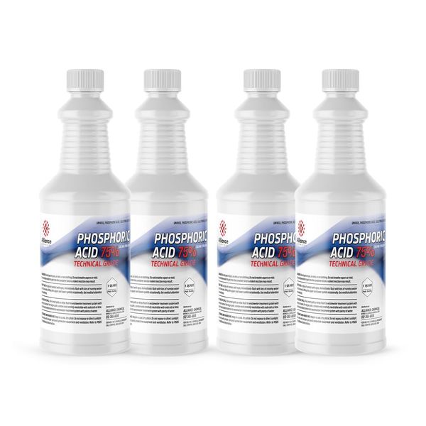 Phosphoric Acid 75% - 4 Quarts - Multi-Pack for Wastewater Treatment, Mineral Processing
