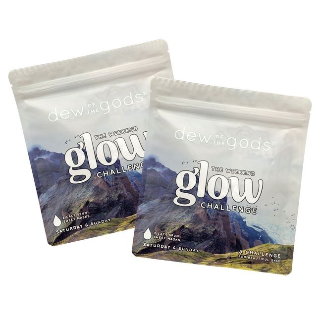 Dew of the Gods Weekend Glow Challenge, Two Lace-Spun Facial Sheet Masks, 2-Pack