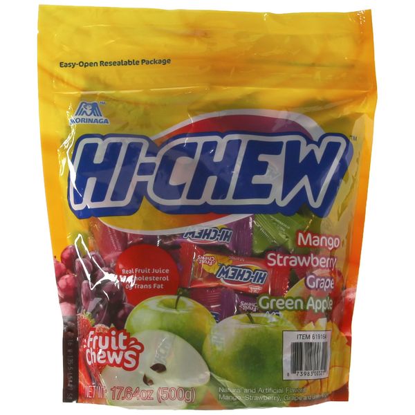 Morinaga Hi-Chew 100+ Assorted Individually Wrapped Fruit Chews Grape Strawberry Mango Green Apple 17.64 oz (Pack of 2)