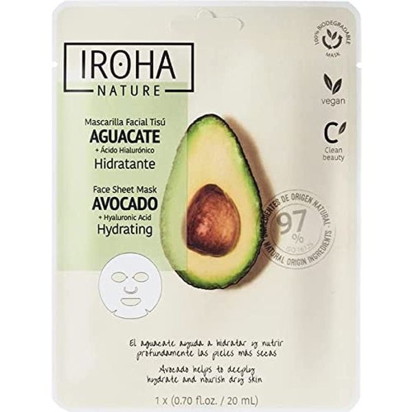 Iroha Nature - Feuchtigkeitsgesichtsmaske mit Avocado und Hyaluronsäure | Tiefenpflege für alle Hauttypen | Ergebnisse in 15 Minuten | 100 % vegan und cruelty-free
