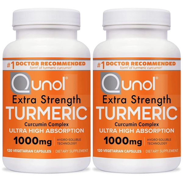 Qunol Turmeric Curcumin Capsules, 1000mg Extra Strength Supplement, Patented Hydro-Soluble Technology, Alternative to Turmeric Curcumin with Black Pepper, 240 Veggie Capsules