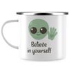 JUNIWORDS Emaille-Tasse, Belive in Yourself, Silberner Tassenrand