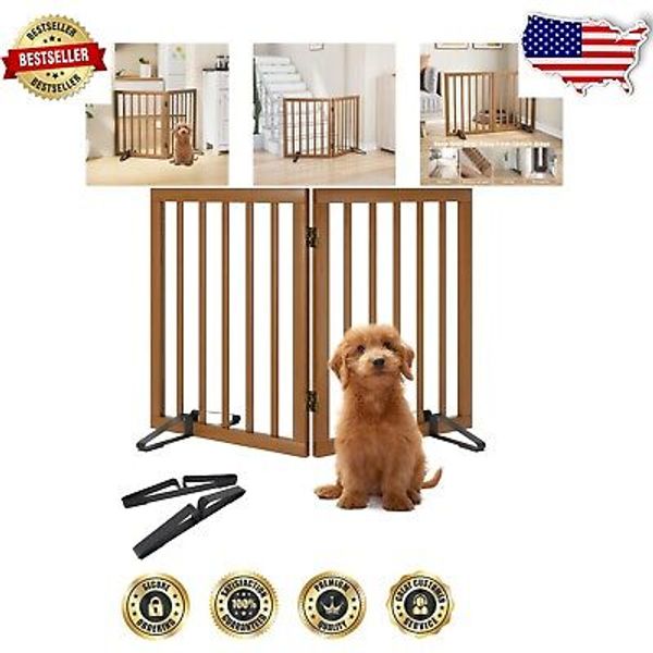 Sturdy Freestanding Pet Gate with 2 Support Feet – No Installation Needed